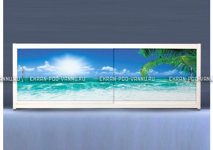 Экран на роликах EUROPLEX Пляж – купить по цене 12400 руб. в интернет-магазине в городе Набережные Челны картинка 1