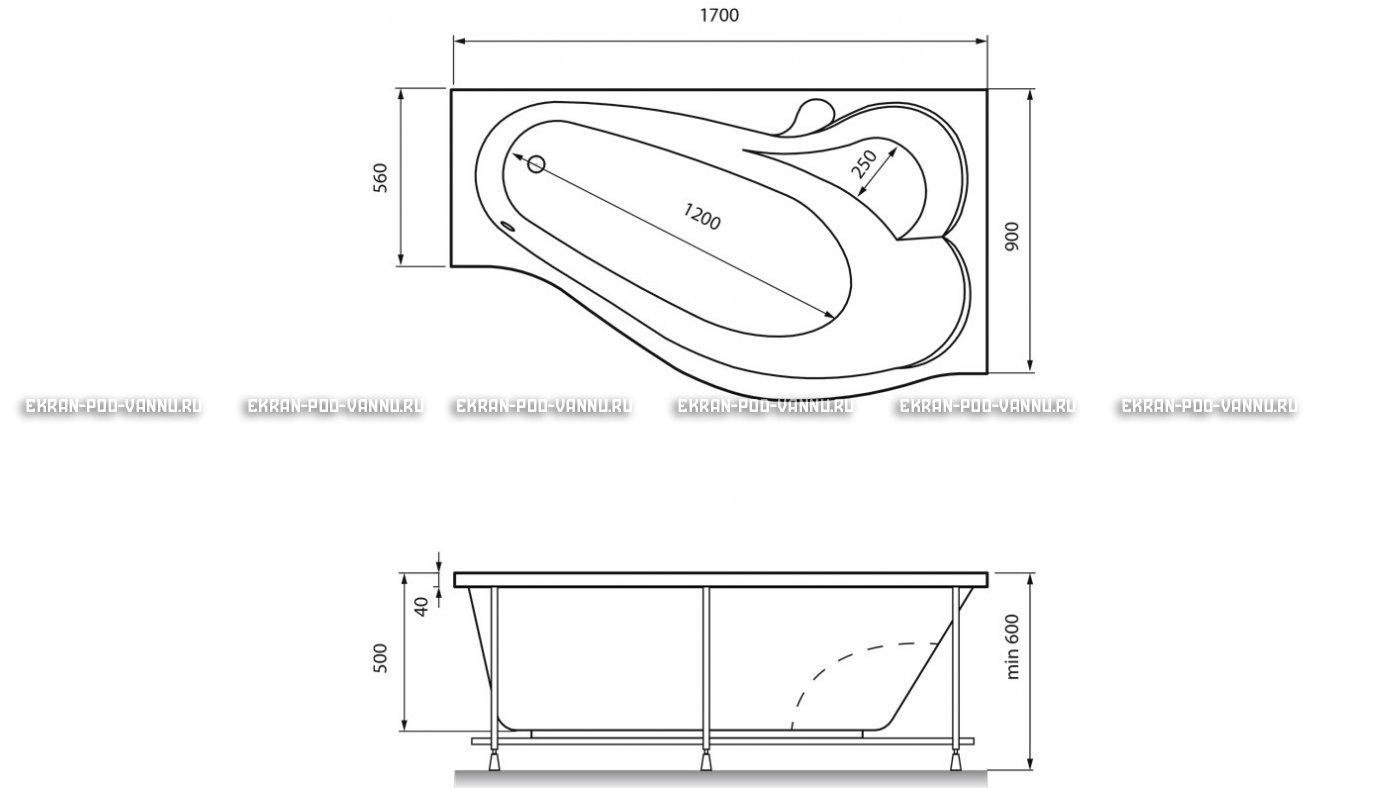 Акриловая ванна Relisan Isabella 170x90x60 – купить по цене 24130 руб. в интернет-магазине в городе Набережные Челны картинка 13