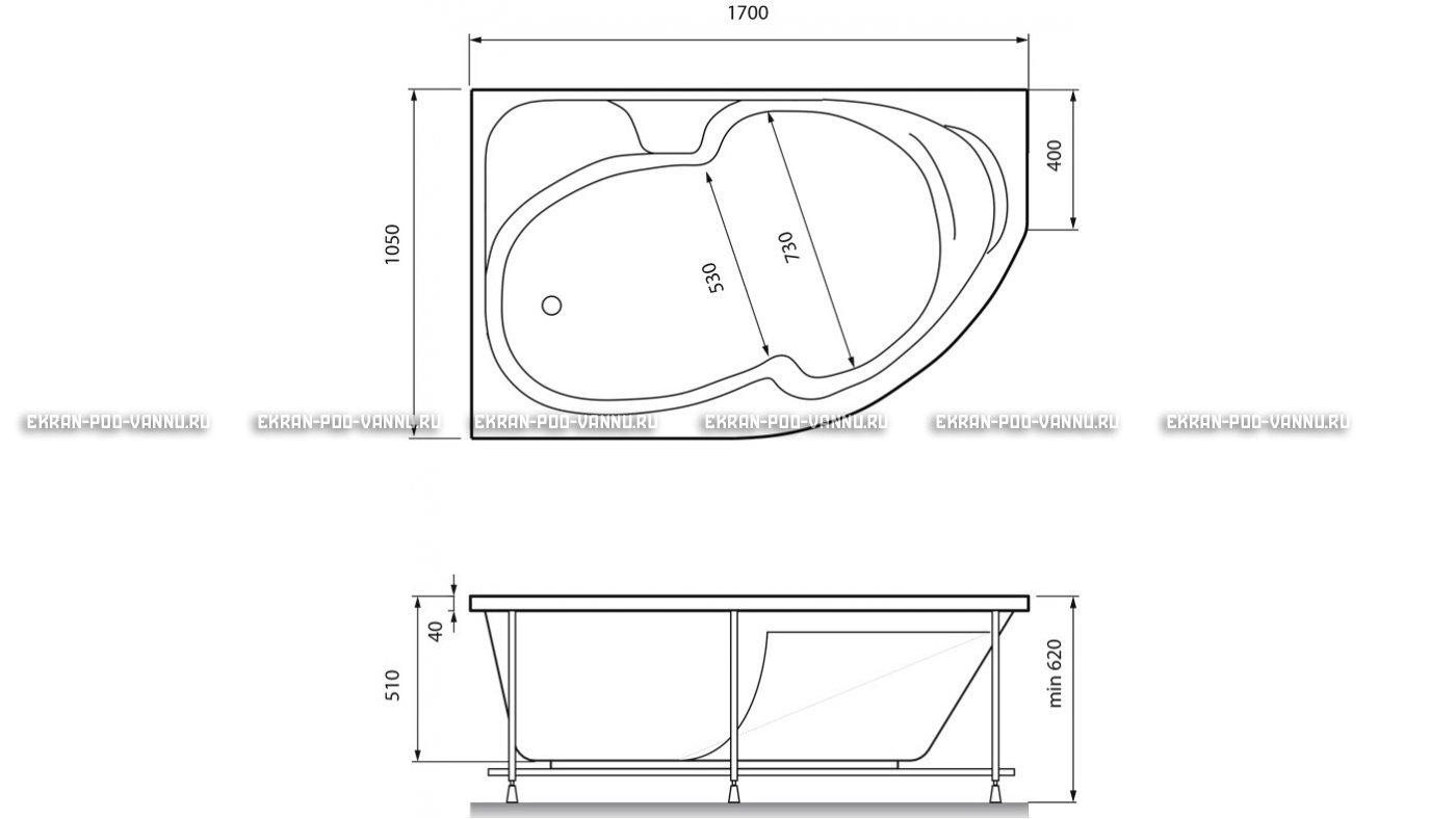 Акриловая ванна Relisan Sofi 170x105 – купить по цене 23480 руб. в интернет-магазине в городе Набережные Челны картинка 13