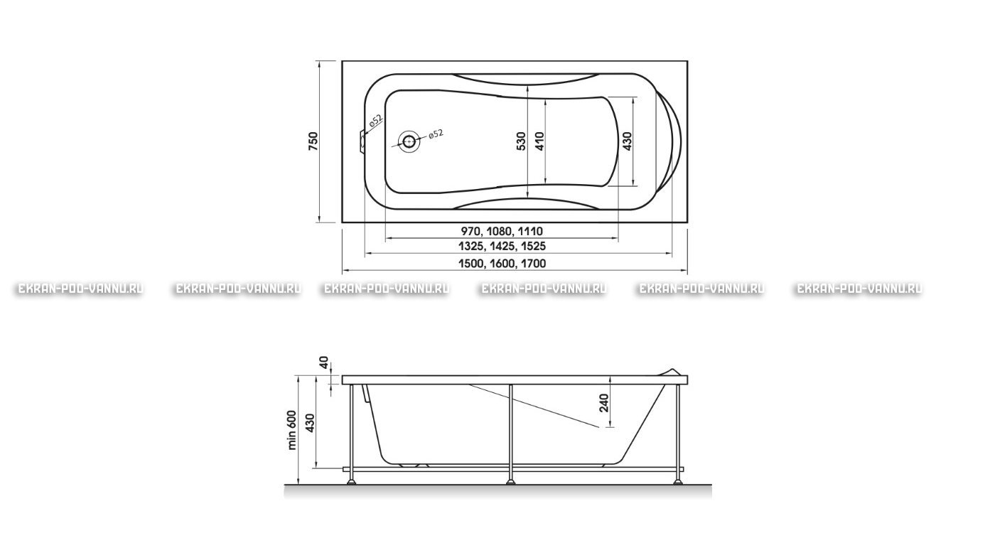 Акриловая ванна Relisan Elvira 160x75 – купить по цене 15940 руб. в интернет-магазине в городе Набережные Челны картинка 10