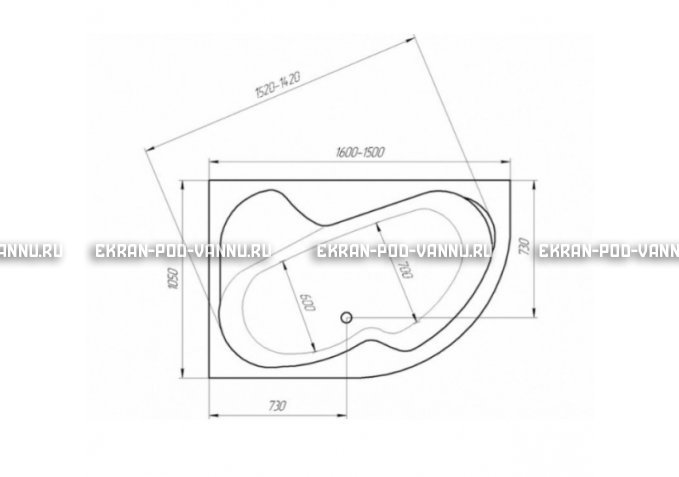 Акриловая ванна 1MarKa Aura 150x105 – купить по цене 16250 руб. в интернет-магазине в городе Набережные Челны картинка 3