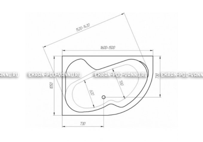Акриловая ванна 1MarKa Imago 160x105 – купить по цене 16700 руб. в интернет-магазине в городе Набережные Челны картинка 3