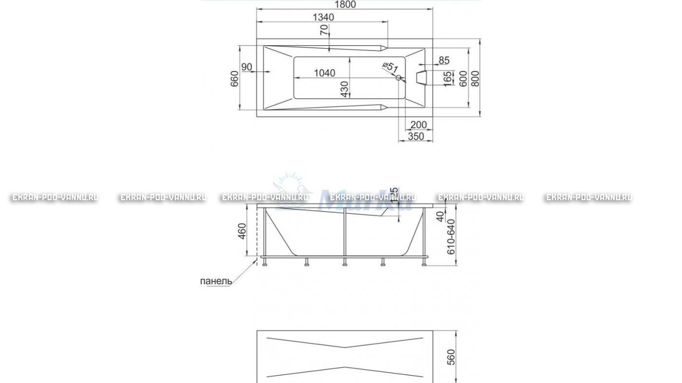 Акриловая ванна 1MarKa Raguza 180x80 – купить по цене 17854 руб. в интернет-магазине в городе Набережные Челны картинка 13