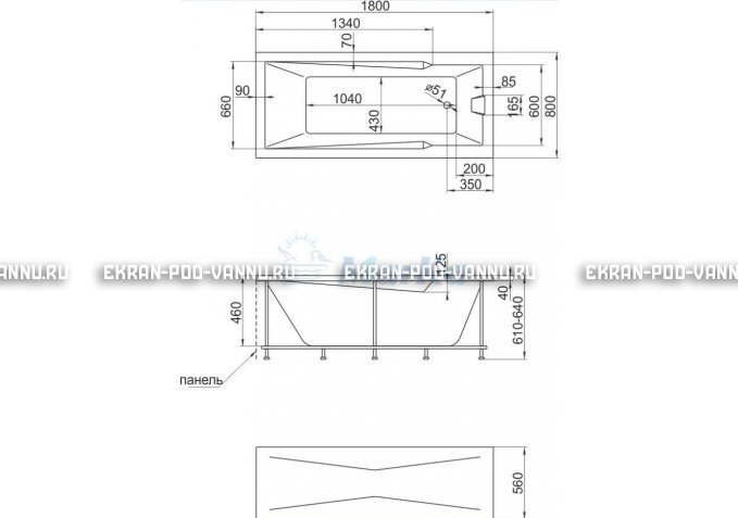 Акриловая ванна 1MarKa Raguza 180x80 – купить по цене 17854 руб. в интернет-магазине в городе Набережные Челны картинка 4