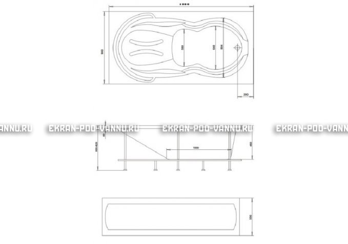 Акриловая ванна 1MarKa Taormina 180x90 – купить по цене 17670 руб. в интернет-магазине в городе Набережные Челны картинка 3