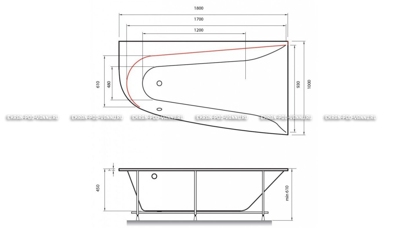 Акриловая ванна Vayer Boomerang 180x100 – купить по цене 53030 руб. в интернет-магазине в городе Набережные Челны картинка 13