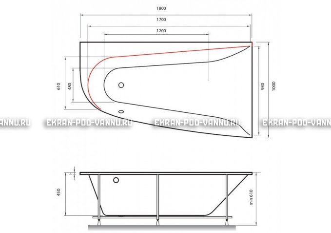 Акриловая ванна Vayer Boomerang 180x100 – купить по цене 53030 руб. в интернет-магазине в городе Набережные Челны картинка 2