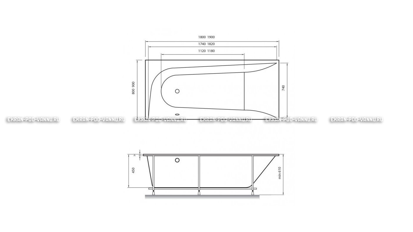 Акриловая ванна Vayer Boomerang 190x90 – купить по цене 53050 руб. в интернет-магазине в городе Набережные Челны картинка 15