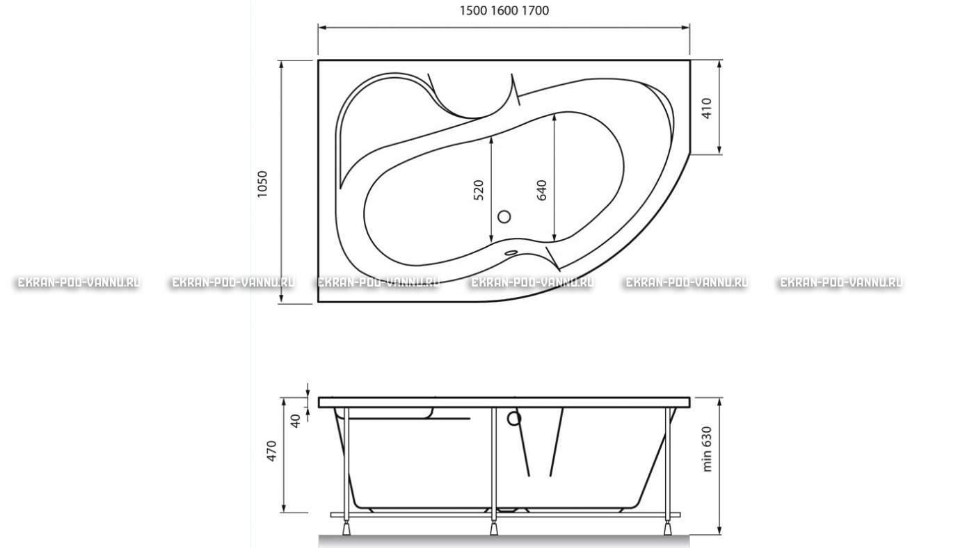 Акриловая ванна Vayer Azalia 160x105 – купить по цене 28220 руб. в интернет-магазине в городе Набережные Челны картинка 16