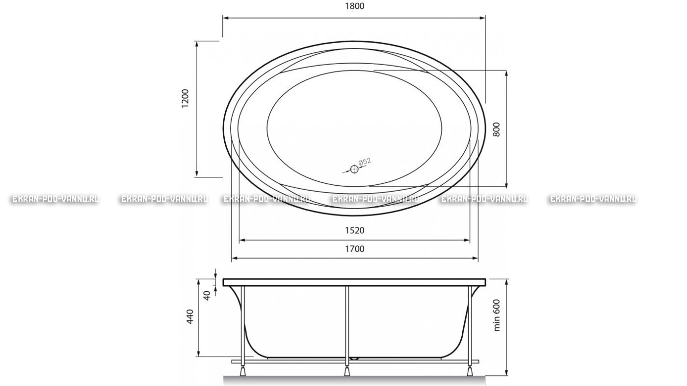 Акриловая ванна Vayer Opal 180x120 – купить по цене 33850 руб. в интернет-магазине в городе Набережные Челны картинка 13
