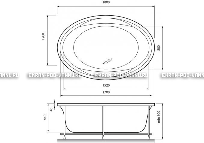 Акриловая ванна Vayer Opal 180x120 – купить по цене 33850 руб. в интернет-магазине в городе Набережные Челны картинка 4