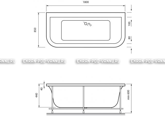 Акриловая ванна Vayer Options BTW 180x85 – купить по цене 25880 руб. в интернет-магазине в городе Набережные Челны картинка 4